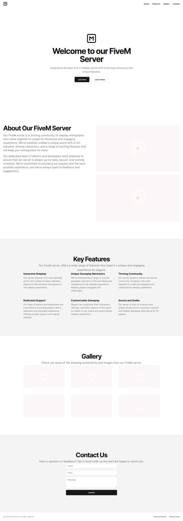 Thumbnail for prompt: Create an frontpage for my FiveM Server