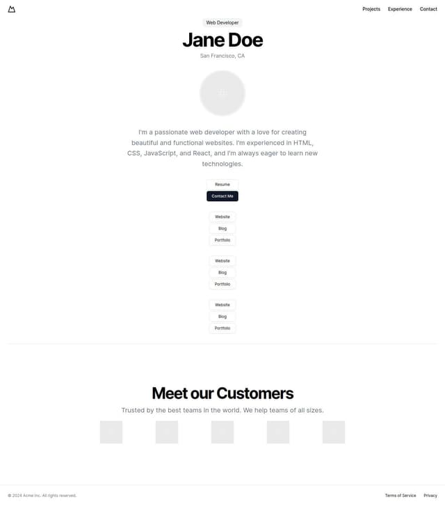 create a minimalistic portfolio dev, with a hero section, project ...