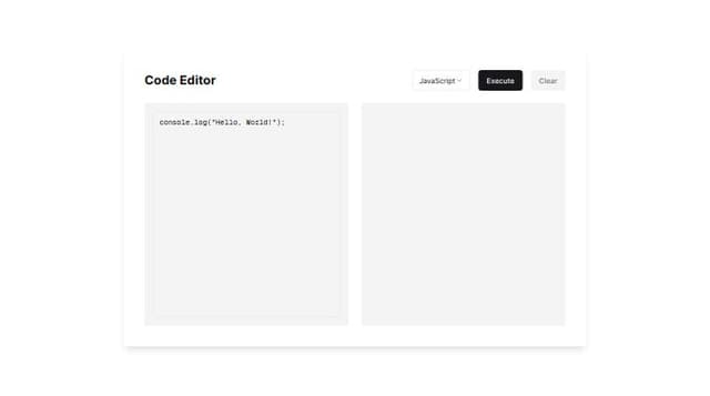 Thumbnail for prompt: Prompt: Create a Stylish Code Editor Web Page

Objective: Design a visually appealing web page featuring a code editor where users can write, execute, and view the output of their code.

Features:

Code Editor:

Integrate a syntax-highlighted code editor to support languages such as JavaScript, Python, and Java.
Utilize a robust library like Ace Editor or CodeMirror for a seamless coding experience.
Execute Button:

Implement a button that executes the code entered in the editor.
Allow users to select the programming language they are using from the editor.
Output Display:

Create an area to display the results or output from the executed code.
Ensure the output area can show errors or exceptions clearly.
Language Selector:

Add a dropdown menu for users to choose their coding language (e.g., JavaScript, Python, Java).
Clear Button:

Provide a button to clear both the code editor and the output area for a fresh start.
Styling:

Use a modern, clean design with a responsive layout to enh