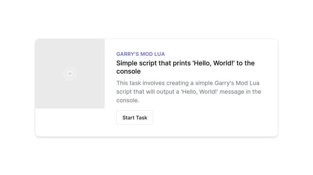 Thumbnail for prompt: in gmod lua create a script that says hello world in console