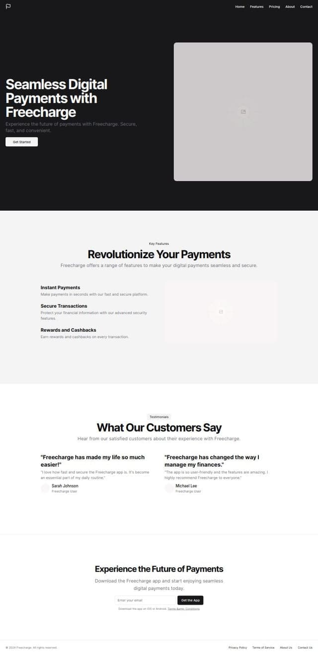 Thumbnail for prompt: Full freecharge home ui