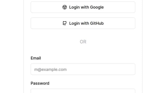 Thumbnail for prompt: move the google and github option to the top of other inputs and have an "OR" under them for the email/password