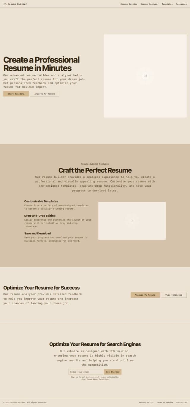Thumbnail for prompt: A Advanced resume builder and analyser website with seo optimization