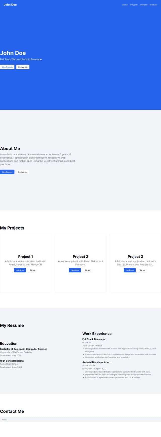 Thumbnail for prompt: Create a 3d full stack web and android developer portfolio website 