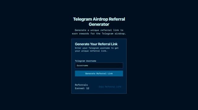 Thumbnail for prompt: Create a web page robot for me , so that users can get as many referrals as they need by placing a call link for Telegram airdrops, and it will be sent to them in Telegram.