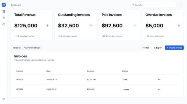 Thumbnail for prompt: billing system template UI