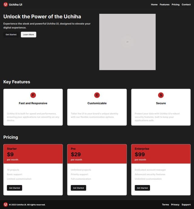 Thumbnail for prompt: generate a uchiha theme for shadcn next.js project
