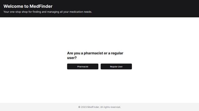 Thumbnail for prompt: i have a website for finding medicine.first a home page welcoming explications and stuff after that it asks if u are a pharmasist or regular user 
 after that get started botton after that that botton takes you to the page where the is a search bar after that it takes you to a page where it's either gives you that name and side effects and so on or gives you its generic..after that another page to locations(this is when he clicks on regular) if pharmasist it does go to say locations and so on and register and say that accepts to give information after that code confirmation or payment and he goes to his page where he writes the name of the medicine and gets the result when he needs to restock his store 