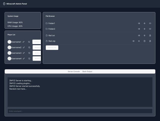 Thumbnail for prompt: Add console window above the input box with some example log text like [INFO] and add some random text