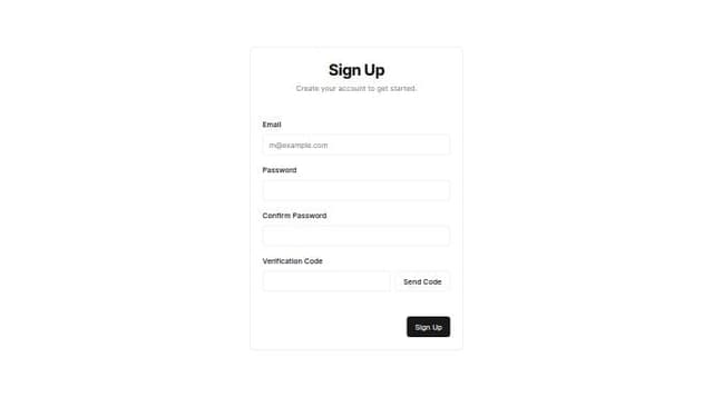 Thumbnail for prompt: Create a signup form with email pass and pass confirmation and verification code and send verification code button