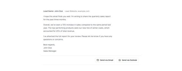 Thumbnail for prompt: in top add lead name and lead website fields