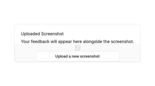 Thumbnail for prompt: Component: Detailed feedback interface with screenshot upload capability.
Description: This interface should allow users to upload screenshots of their landing page easily. Once uploaded, the AI's feedback could be displayed alongside the screenshot, possibly in a split-screen format or as an overlay. The feedback should be organized into actionable categories, such as usability, accessibility, and engagement, with each category offering specific, detailed advice. Use visual cues like color coding or icons to help users quickly identify the severity of each issue or suggestion (e.g., red for critical issues, yellow for warnings, green for positive elements).
