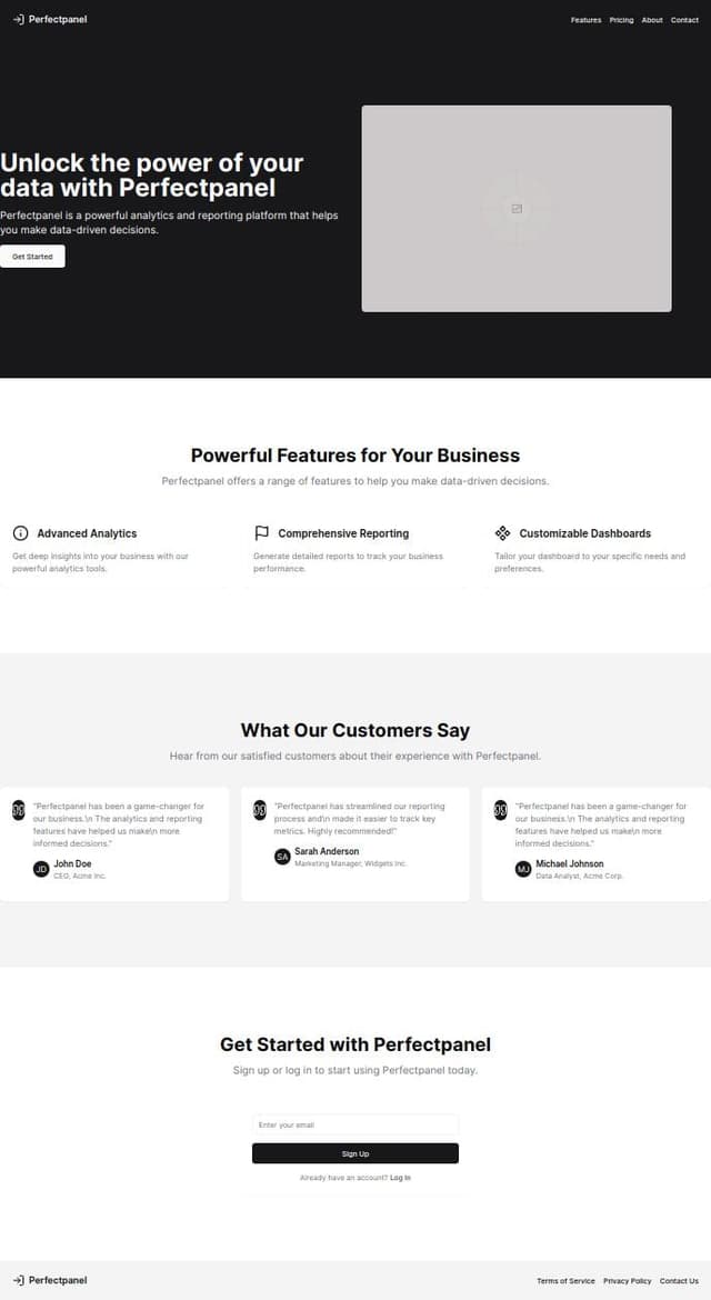 Thumbnail for prompt: Perfectpanel theme  index page 