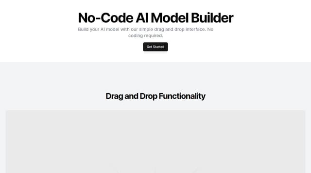 Thumbnail for prompt: a landing page for a no-code ai model builder that uses drag and drop.