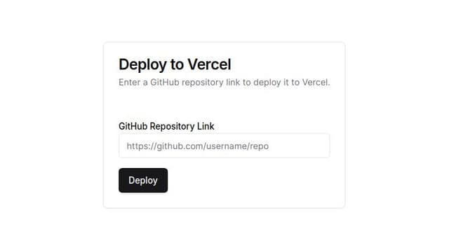 Thumbnail for prompt: using this https://vercel.com/docs/rest-api/endpoints/deployments#create-a-new-deployment create a next app which take github repo link as input and deploy on vercel