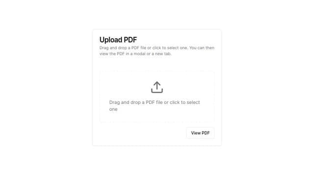 Thumbnail for prompt: a pdf upload component with drag and drop, and view pdf option