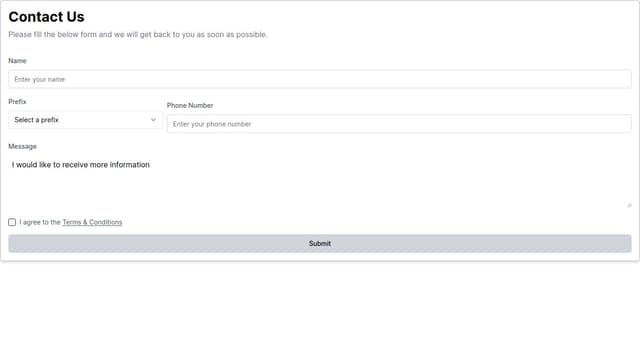 Thumbnail for prompt: Make the prefix box small, and align it properly with the phone number