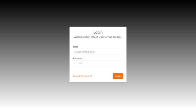 Thumbnail for prompt: Portrait mode login page, iOS app style, gradient background black to orange, with animation