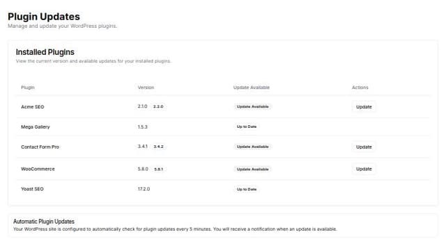 Thumbnail for prompt: Wordpress plugin uptade system