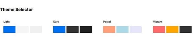 Thumbnail for prompt: theme selector , a list of themes with different palettes