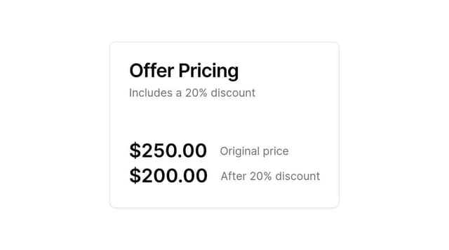 Thumbnail for prompt: card that has Offer Pricing : Discount : Original Pricing : 