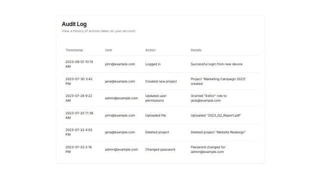 Thumbnail for prompt: Minimalistic audit logg view with shadcdn