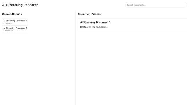 Thumbnail for prompt: create me an ai streaming document web research using vercel's ai sdk