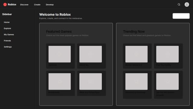 Thumbnail for prompt: roblox ui like this: /**
 * v0 by Vercel.
 * @see https://v0.dev/t/X0OnSbVYp3x
 * Documentation: https://v0.dev/docs#integrating-generated-code-into-your-nextjs-app
 */
export default function Component() {
  return (
    <div className="flex flex-col h-screen bg-[#1e1e1e] text-white">
      <header className="bg-[#2c2c2c] py-4 px-6 flex items-center justify-between">
        <div className="flex items-center gap-3">
          <div className="bg-[#3b3b3b] rounded-full w-8 h-8 flex items-center justify-center">
            <span className="text-2xl">👻</span>
          </div>
          <h1 className="text-2xl font-bold">Tsuo Ware</h1>
        </div>
        <nav className="flex items-center gap-4">
          <button className="px-4 py-2 bg-[#3b3b3b] rounded-md hover:bg-[#4b4b4b] transition-colors">Docs</button>
          <button className="px-4 py-2 bg-[#3b3b3b] rounded-md hover:bg-[#4b4b4b] transition-colors">Discord</button>
        </nav>
      </header>
      <div className="flex-1 