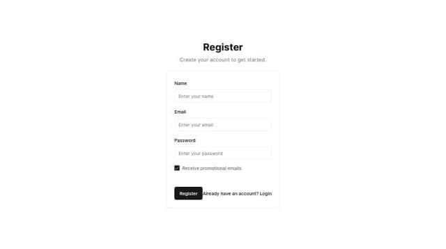 Thumbnail for prompt: register apge with option to receive promotion and login link