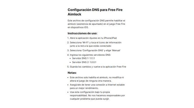 Thumbnail for prompt: Como puedo crear un archivo para la DNS de mi iOS para free fire ainlock
