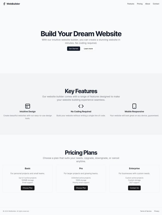 Thumbnail for prompt: awesome landing page for website builder