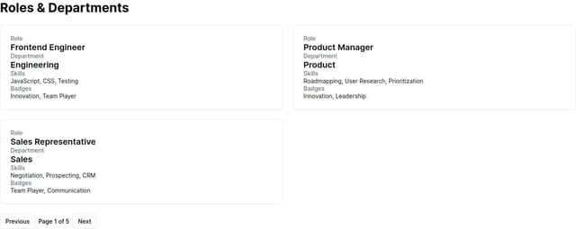 Have a title text called Roles & department then below the title tex ...