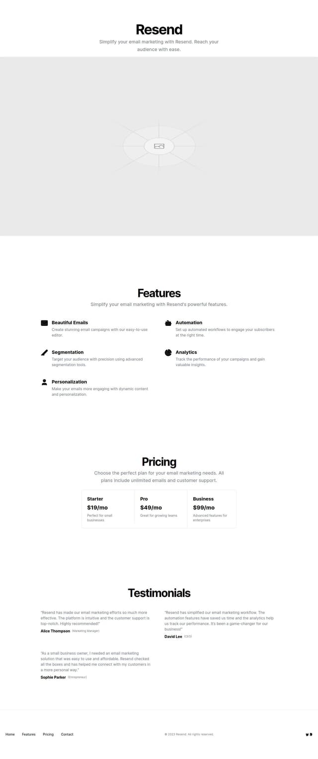 Thumbnail for prompt: https://resend.com/ make this lading page