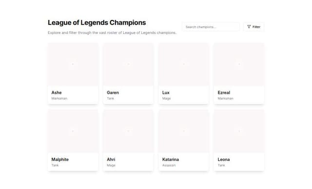 Thumbnail for prompt: League of legends champion filter