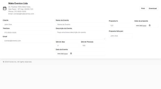 Thumbnail for prompt: na area da proposta, inserir um label: Proposta feita por: e colocar area para nome do consultor comercial