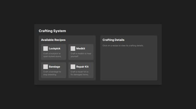 Thumbnail for prompt: make it so crafting details change when you click the items