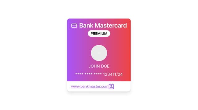 Thumbnail for prompt: Create a responsive React component mimicking a Mastercard-style ATM card with interactivity for card details input, validation, masking sensitive information, styling, animations, and reusability using functional components, hooks, and React best practices