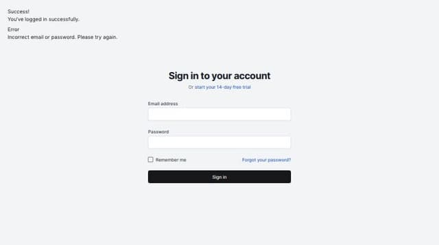 Thumbnail for prompt: Design and implement toast or alert messages for the sign-in page using Shadcn UI components to ensure consistency and sophistication in user interface design. These notifications should appear when users successfully log in or encounter errors during the login process.

For successful logins, configure the toast to display with a green background, using a Shadcn UI toast component. The message should read, 'Success! You've logged in successfully.' Include a checkmark icon from the Shadcn UI icons set to visually reinforce the success message.

For login errors, such as incorrect email or password entries, use a red background for the alert. The message should be clear and direct, stating, 'Error: Incorrect email or password. Please try again.' Incorporate an exclamation mark icon from the Shadcn UI library to highlight the urgency of the error.

Ensure that these notifications are prominently placed, either at the top or bottom of the page, and are designed to slide in and out smooth