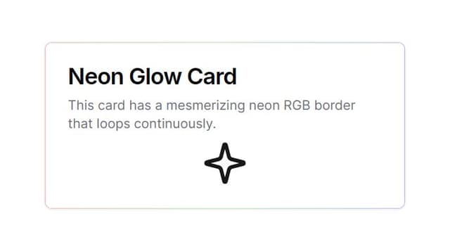 Thumbnail for prompt: a card with a neon rgb animatied border in loop
