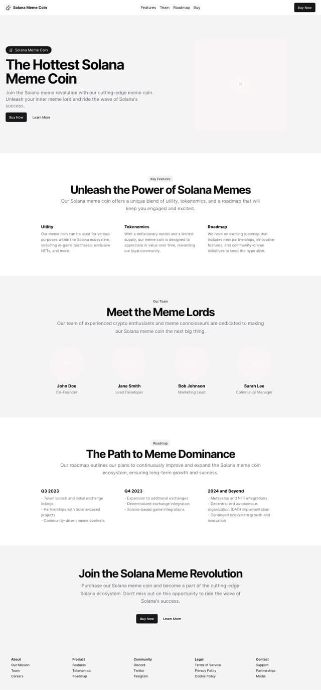 Thumbnail for prompt: create me solana meme coin profesional website