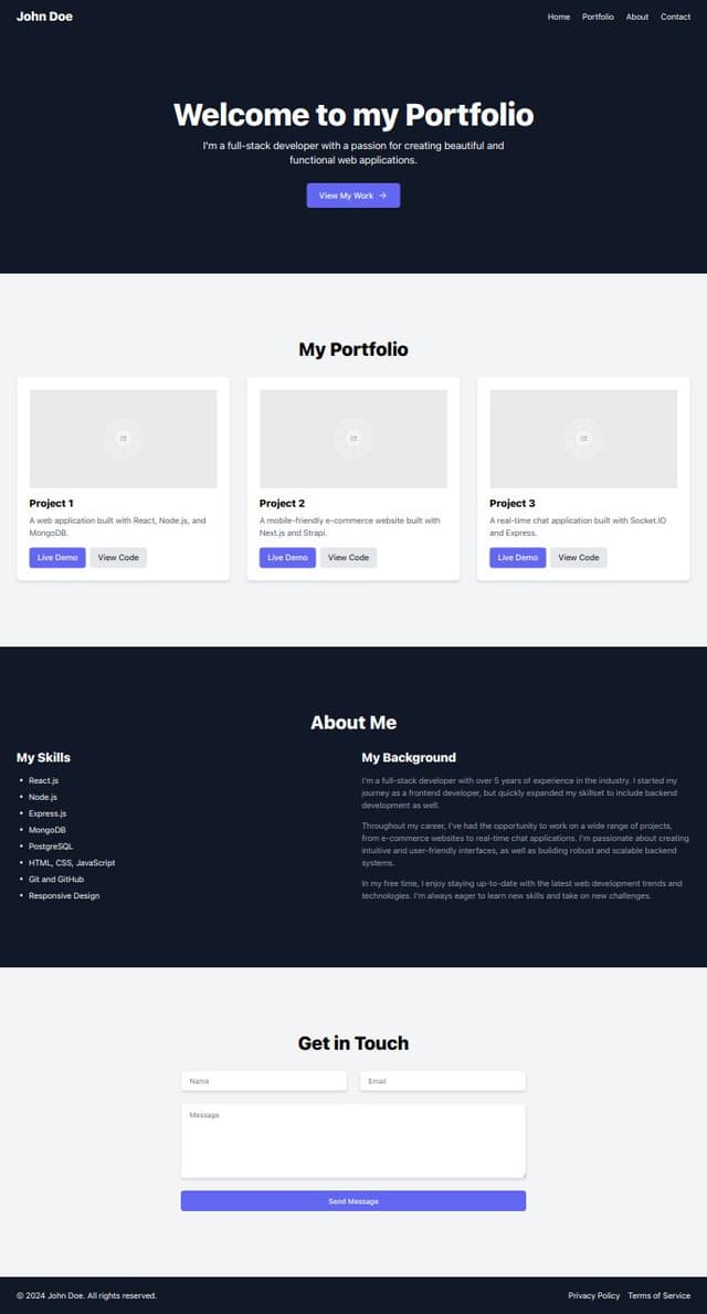 Thumbnail for prompt: make a amazinf interactive portfolio website for an frontend as well as backend developer with shall showcase all his work and make it animated and interactive as u can make it more as a beautifull ui interface