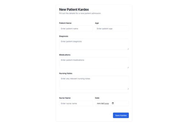 Thumbnail for prompt: Create nurse Kardex form only for create document