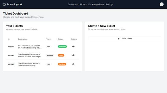 create a dashboard for user who can raise a problem ticket | A shadcn ...