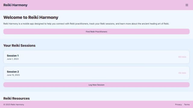 Thumbnail for prompt: an mobile app for reiki users