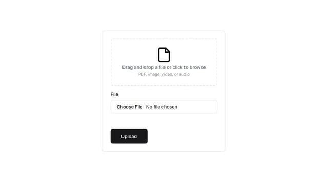 Thumbnail for prompt: upload file using shadcn/ui