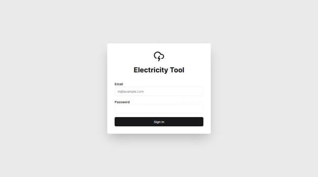 Thumbnail for prompt: login page for electricity tool app