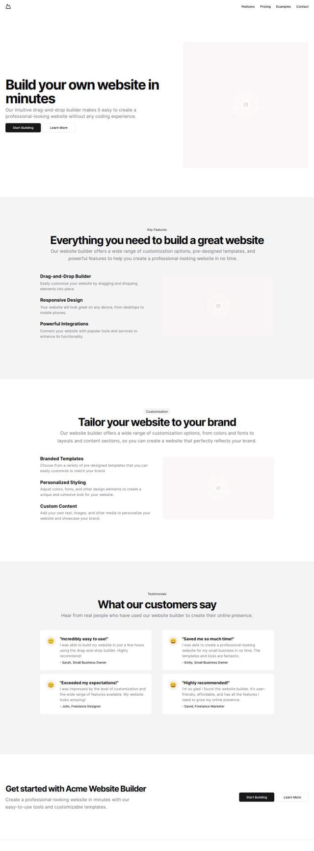 Thumbnail for prompt: create consumer landing page website for an app that lets users build their own websites quickly 