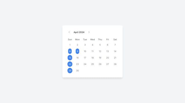 Thumbnail for prompt: shadcn calendar time multi select