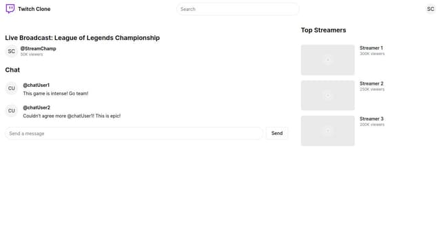 Thumbnail for prompt: Twitch streaming application clone