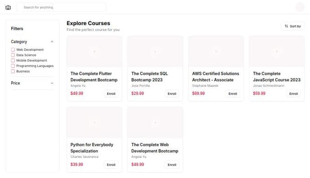 Thumbnail for prompt: a udemy application ui design
